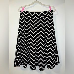 Chevron Black & White Pleated Skirt
